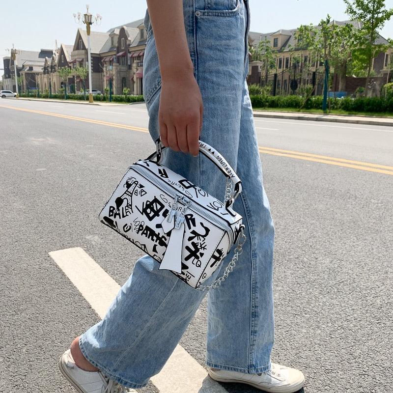 2022 luxury design women leather bags and purse fashion crossbody bags for women graffiti handbags - HABASH FASHION