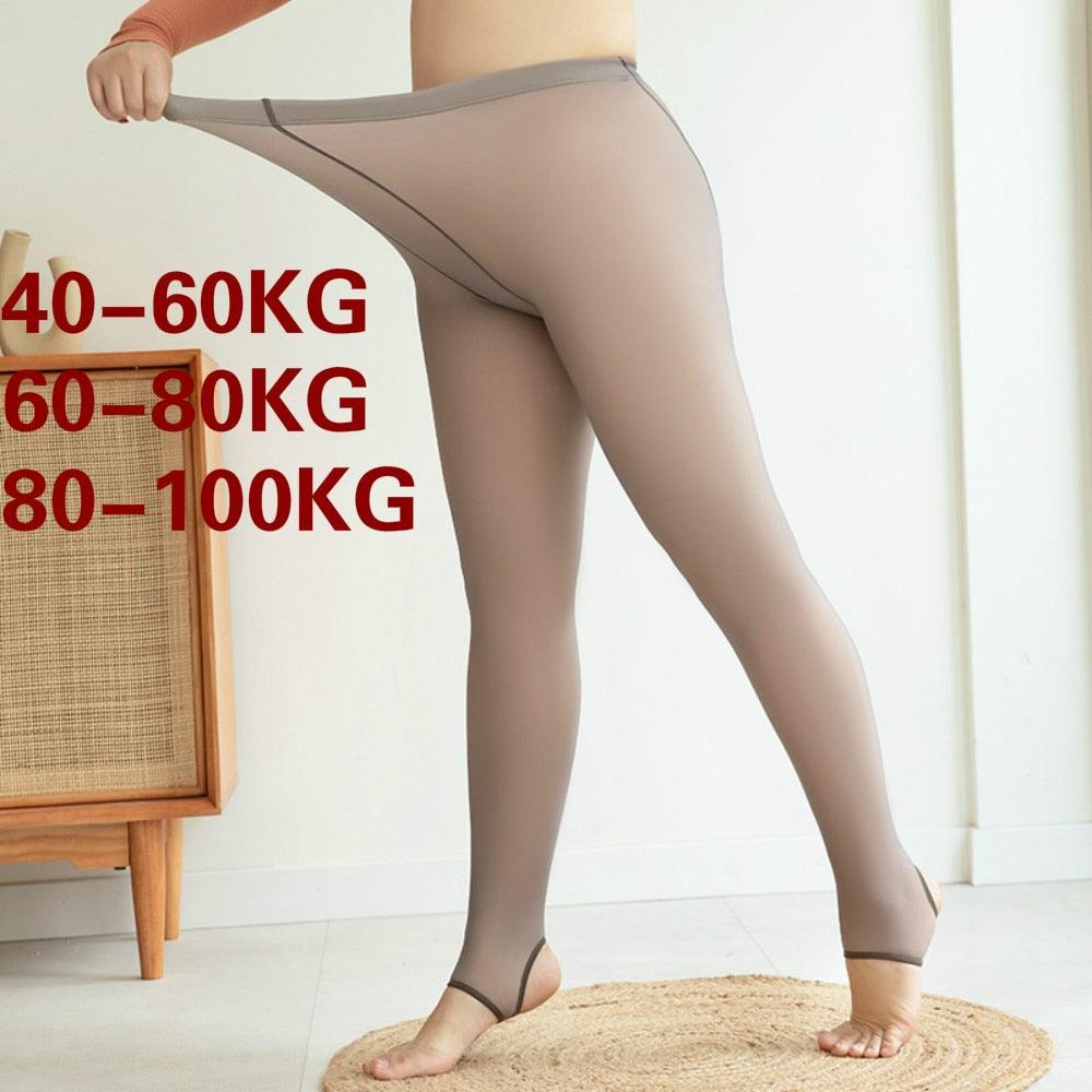40-100KG Women Oversized Pantyhose Fake Meat Through Stewardess Grey Skin Penetrating Winter - HABASH FASHION