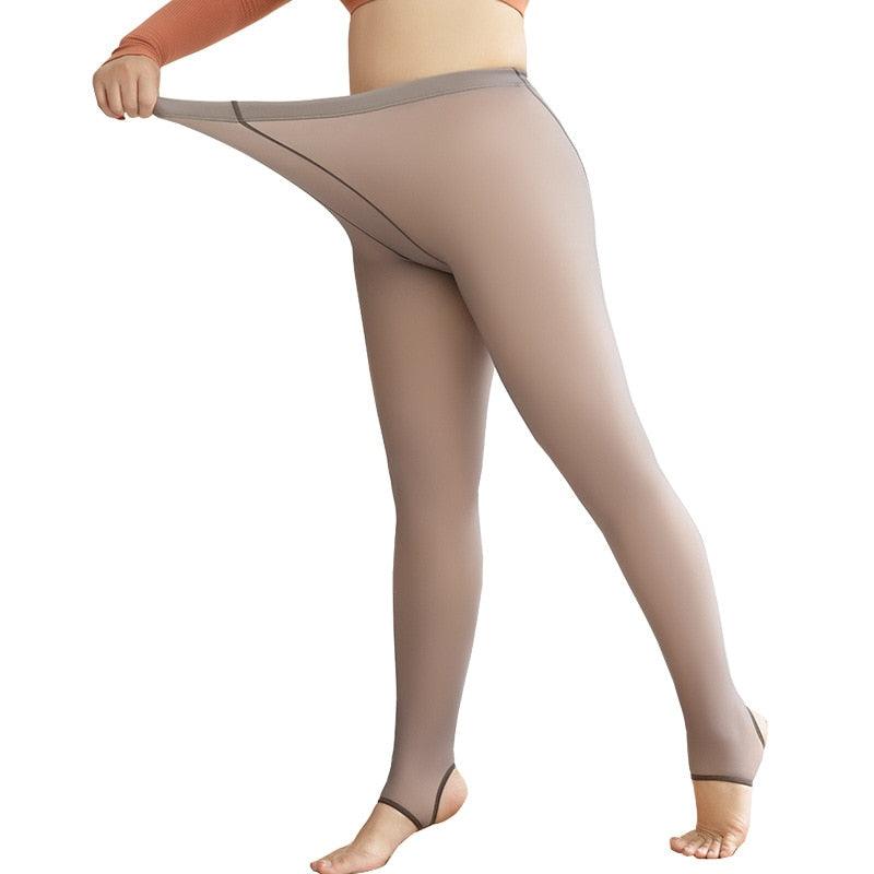 40-100KG Women Oversized Pantyhose Fake Meat Through Stewardess Grey Skin Penetrating Winter - HABASH FASHION