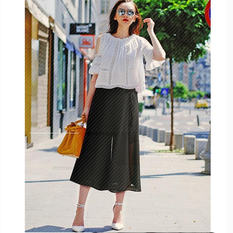 Elegant chiffon skirt pants with loose legs, suitable for parties - HABASH FASHION