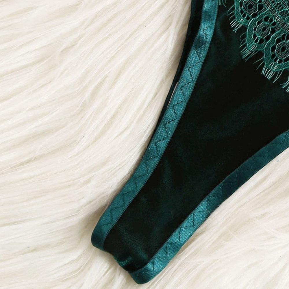 Sexy Lace Floral Bra Transparent Bra Panties - HABASH FASHION