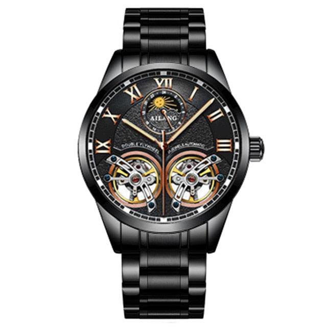 Men's double flywheel automatic mechanical watch casual business men's clock - HABASH FASHION