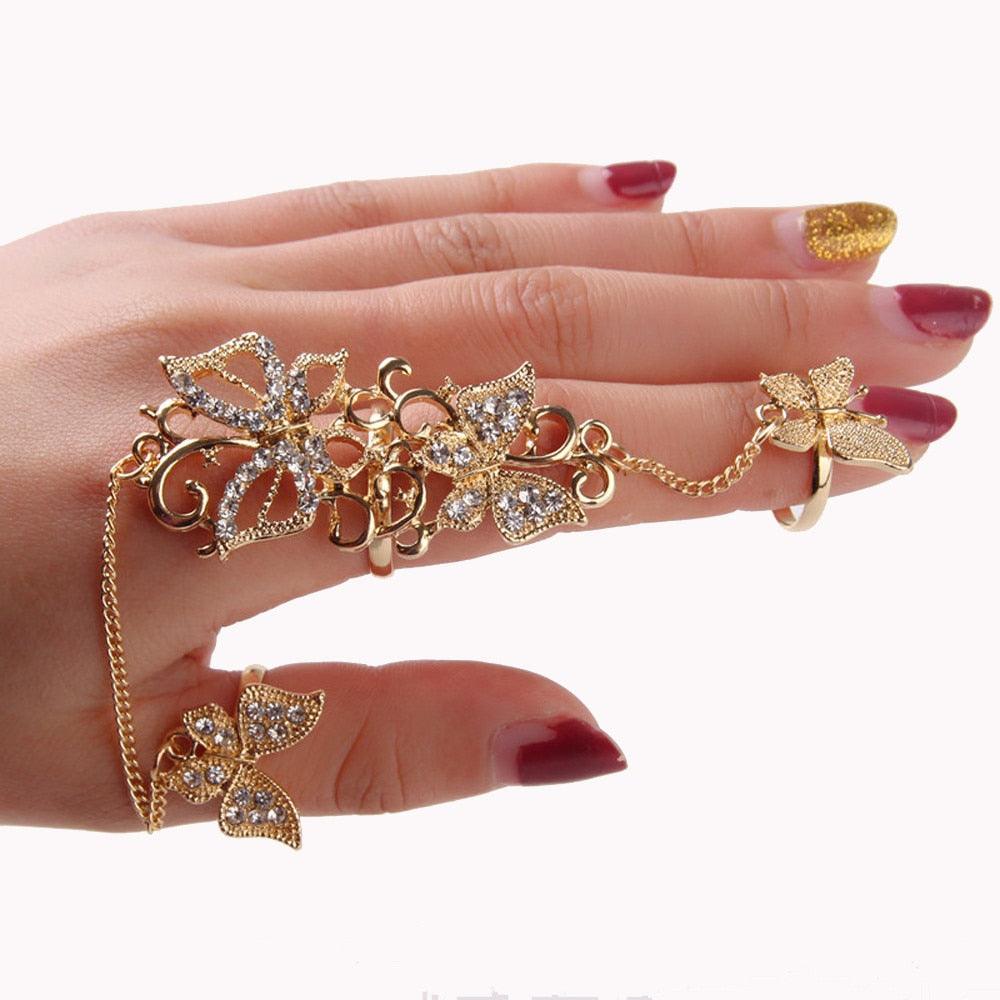 Rhinestone chain ring - HABASH FASHION