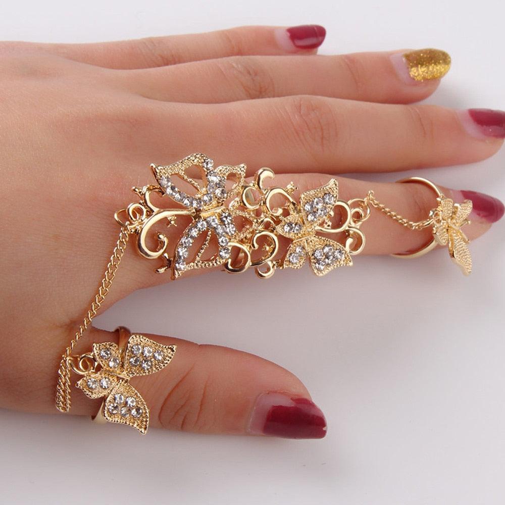 Rhinestone chain ring - HABASH FASHION