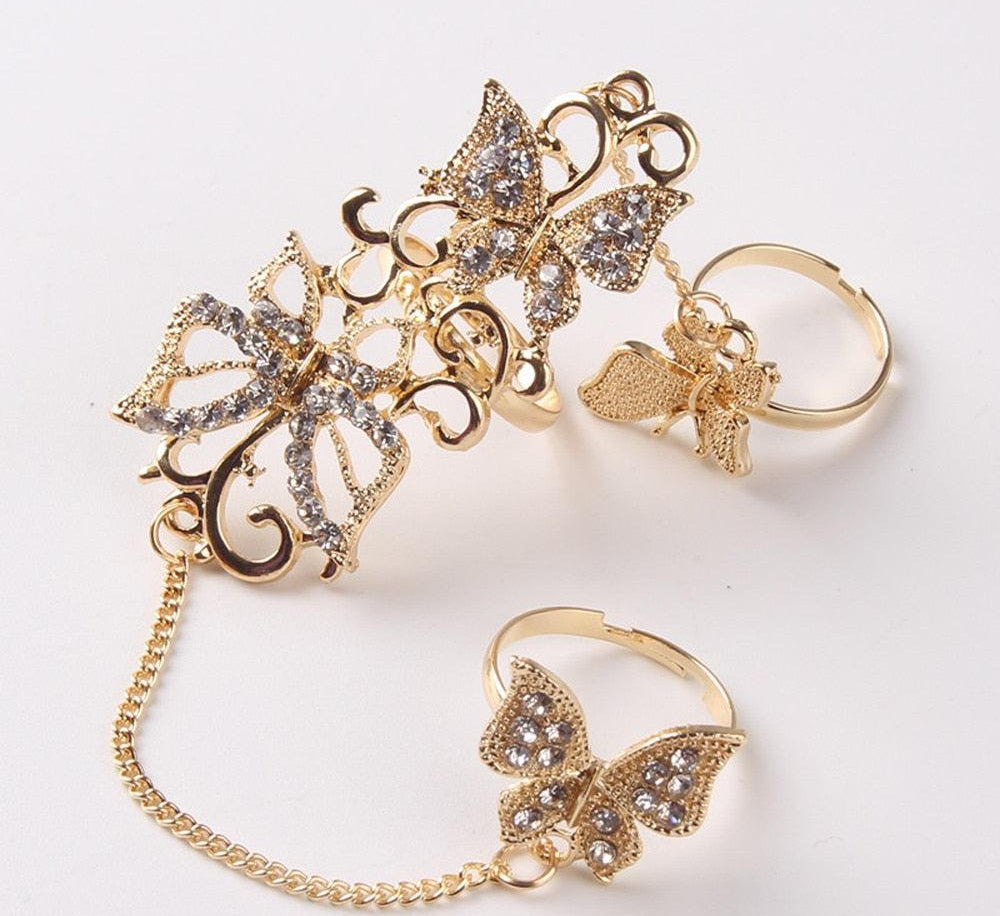 Rhinestone chain ring - HABASH FASHION