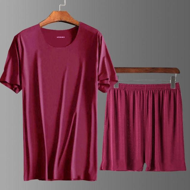 Plus Size Men's Ice Silk Short-sleeved Suit - HABASH FASHION