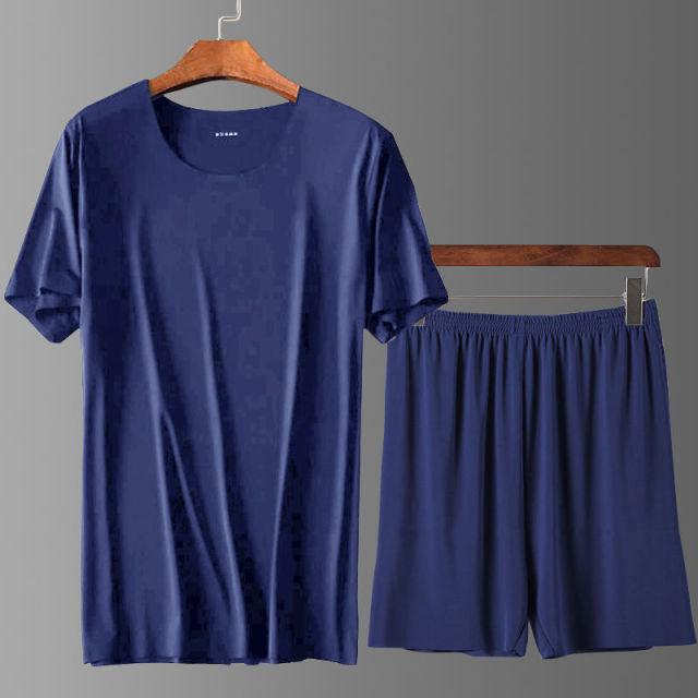 Plus Size Men's Ice Silk Short-sleeved Suit - HABASH FASHION