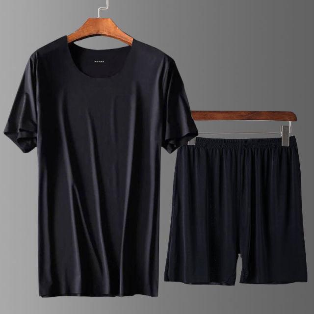 Plus Size Men's Ice Silk Short-sleeved Suit - HABASH FASHION