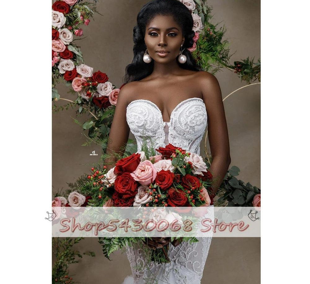 Mermaid embroidered design wedding dress - HABASH FASHION