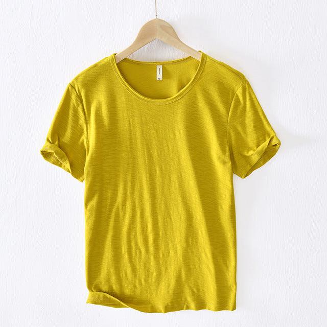 Cotton T-shirt For Men O-Neck Solid Color Casual - HABASH FASHION