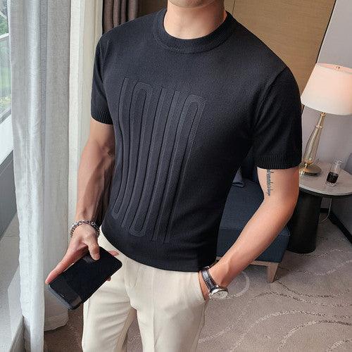 Men sleeve T shirt round collar British slim casual - HABASH FASHION