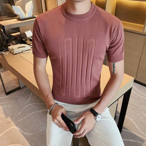 Men sleeve T shirt round collar British slim casual - HABASH FASHION