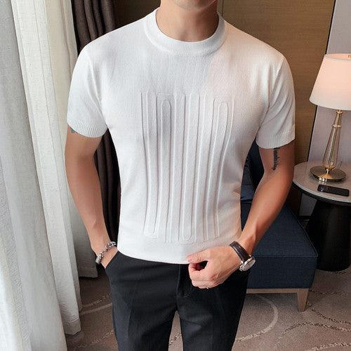 Men sleeve T shirt round collar British slim casual - HABASH FASHION