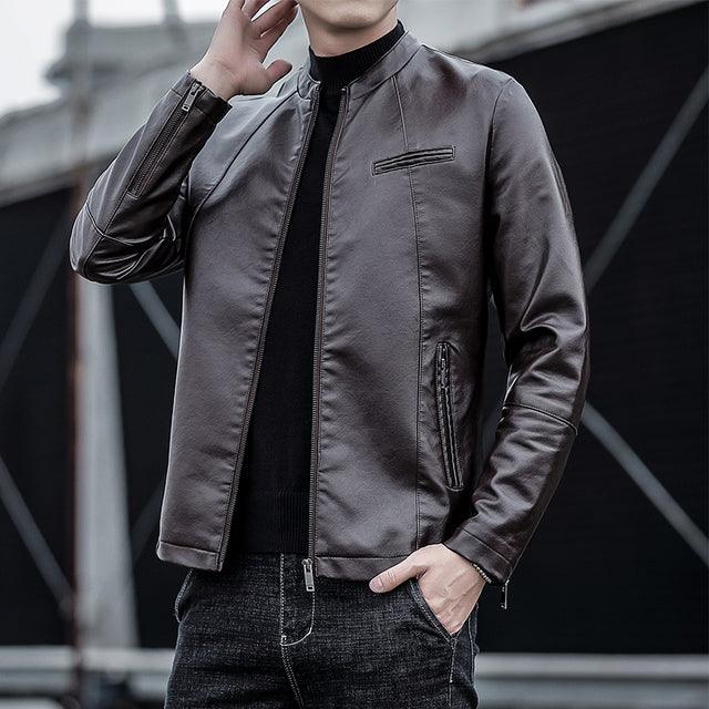 Men Leather Jacket Men Slim Fit Short Coat Men Leather jacket Streetwear Casual - HABASH FASHION