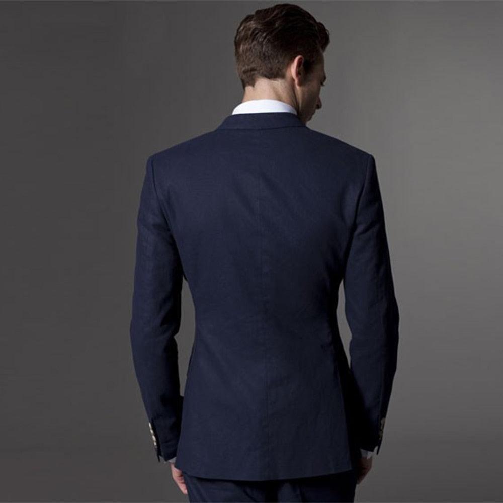 Men Suit Men Tuxedo Custom Made Wedding Suits For Men 2018 Tailored Light Navy Blue Mens Suits With Pants Costume Homme Mariage - habash-fashion.myshopify.com
