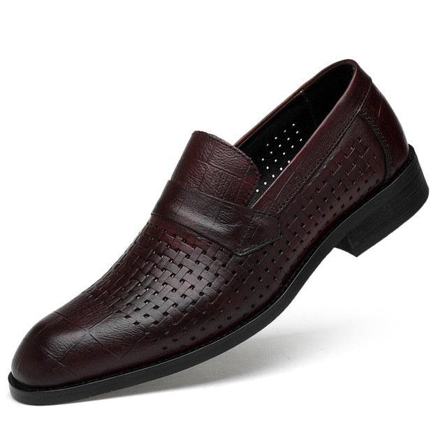 Men Shoes Spring Summer Formal Genuine Leather Business Casual Shoes Men Dress Office Luxury Shoes Male Breathable Oxfords - habash-fashion.myshopify.com