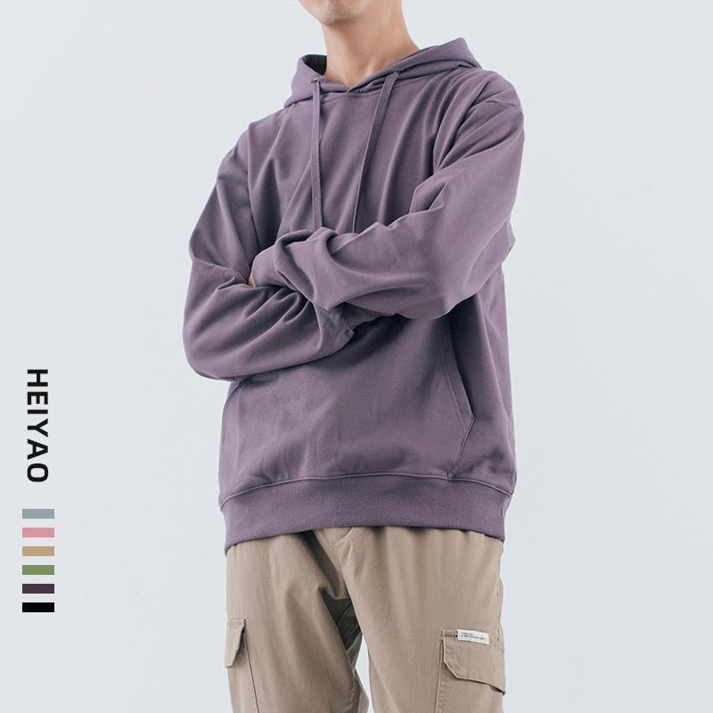 Autumn new 320G violet oversize loose lovers' hooded sweater for men - HABASH FASHION