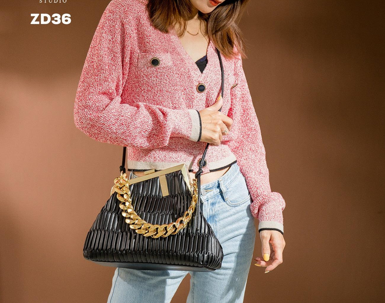 2022 women fashion Solid color Vintage bag High quality PU  leather  Chain handbag - HABASH FASHION