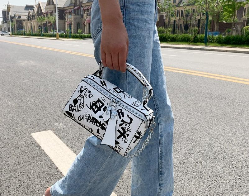 2022 luxury design women leather bags and purse fashion crossbody bags for women graffiti handbags - HABASH FASHION