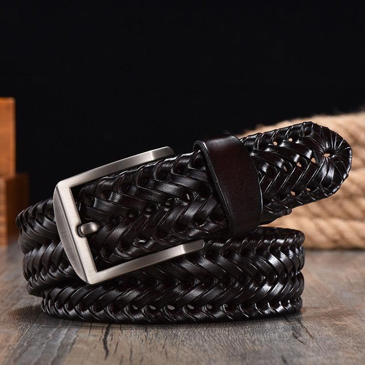 Belt for Men Belt Luxury Genuine Leather Cow Straps Hand Knitted Designer Men for Jeans Girdle Male Belts - HABASH FASHION