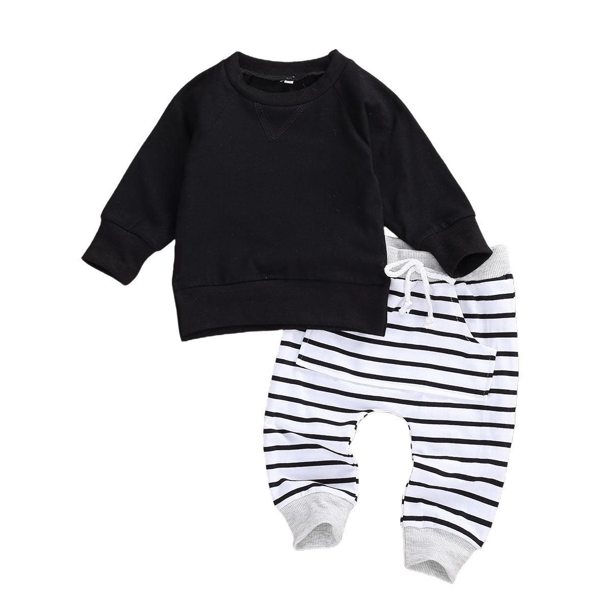 Baby Boys Clothing Sets Long Sleeve Striped Sweatshirt Pants - HABASH FASHION