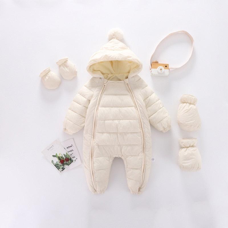 Newborn Baby Jumpsuit Hooded Plus Velvet Warm Baby Boys Snowsuit Toddler Snow Suit Baby Girl - HABASH FASHION
