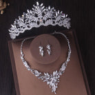Bridal jewelry set elegant design crown necklace and earrings - HABASH FASHION