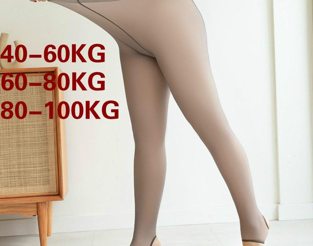 40-100KG Women Oversized Pantyhose Fake Meat Through  Stewardess Grey Skin Penetrating Winter - HABASH FASHION