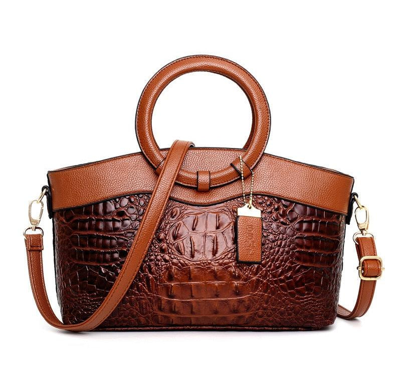 Luxury Crocodile Design Handbags Ladies Leather Handbag - HABASH FASHION