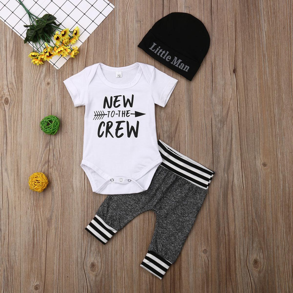 Newborn Baby Romper + Pants Outfit Clothes Gray Casual Playsuit 0-18 Months - HABASH FASHION