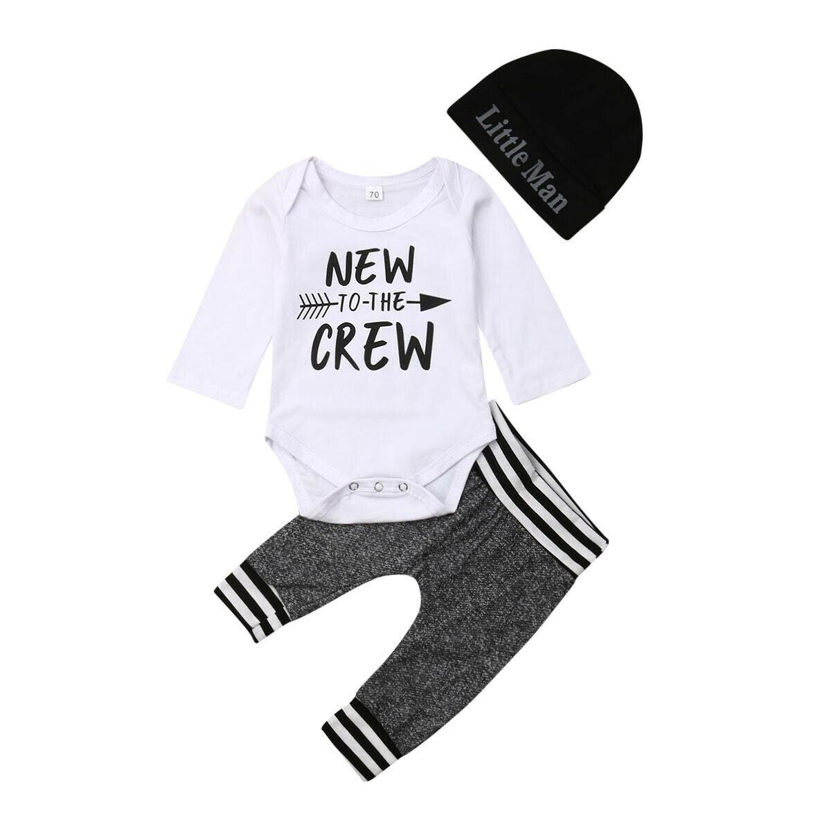 Newborn Baby Romper + Pants Outfit Clothes Gray Casual Playsuit 0-18 Months - HABASH FASHION