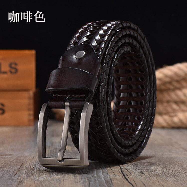Belt for Men Belt Luxury Genuine Leather Cow Straps Hand Knitted Designer Men for Jeans Girdle Male Belts - HABASH FASHION