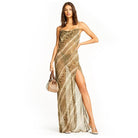 Maxi Strap backless slit elegant dress Snake print chiffon sexy women - HABASH FASHION