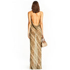 Maxi Strap backless slit elegant dress Snake print chiffon sexy women - HABASH FASHION