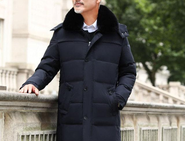 High quality fur collar men winter Jacket casual warm hooded down coats - HABASH FASHION
