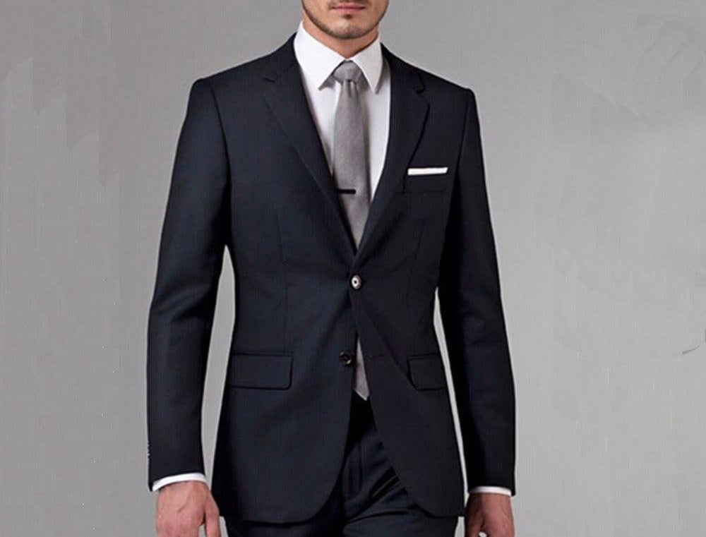 Black Business Men Suits Custom Made WOOL Tuxedos Suits For Men - HABASH FASHION