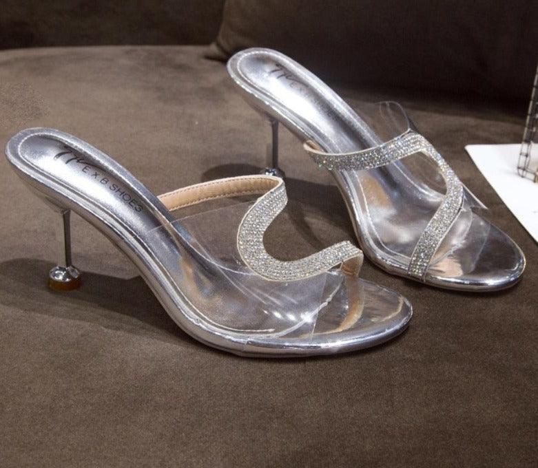 Fashion Women Transparent Crystal High Heel Transparent Sandals - HABASH FASHION