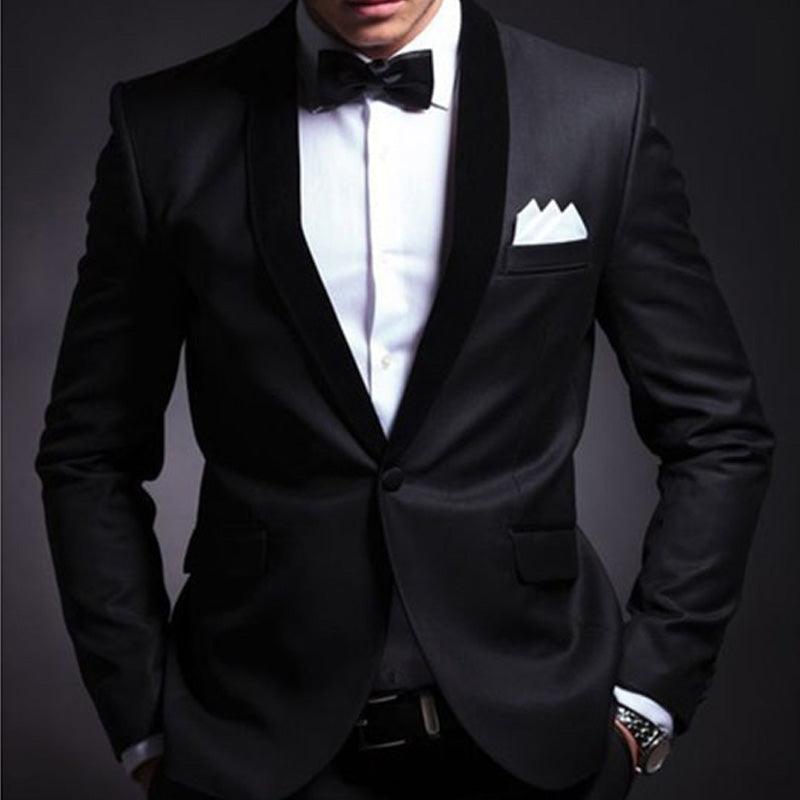 2 Piece Slim Fit Men Suits Set Shawl Lapel Custom Prom Business - HABASH FASHION