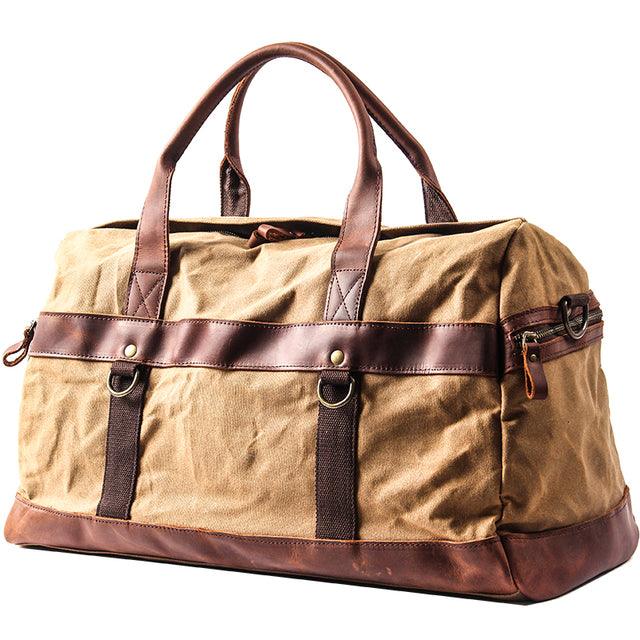 Canvas Leather Men Travel Bag Hand Luggage Bag - HABASH FASHION