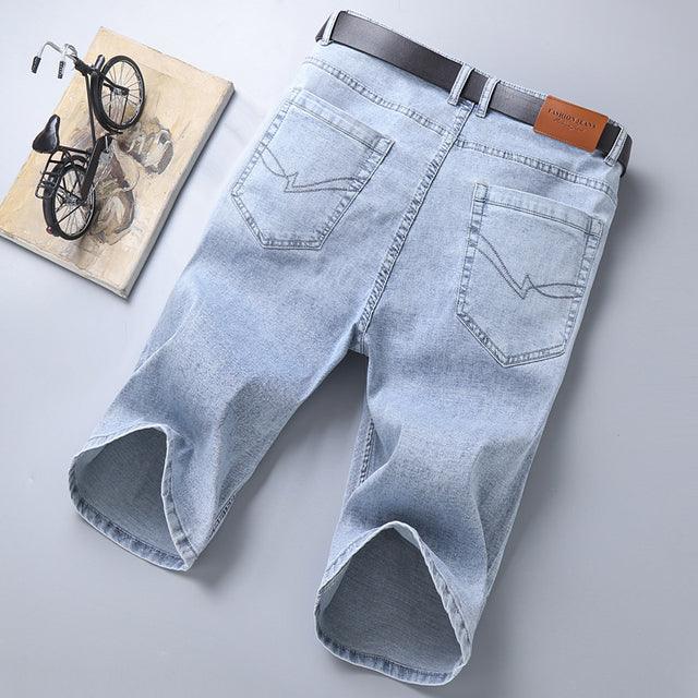 Men Slim Fit Short Jeans Cotton Stretch Vintage - HABASH FASHION