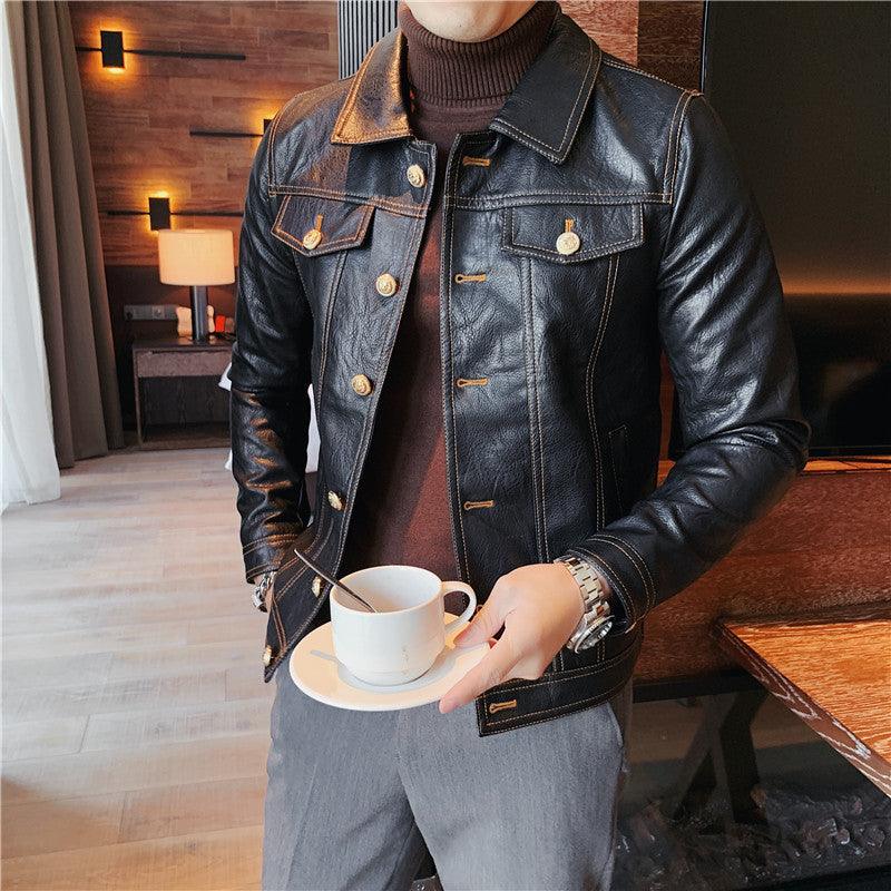 Men spring Casual leather jacket/Male slim - HABASH FASHION
