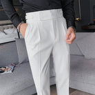 Design Men High Waist Trousers Solid Business Casual - HABASH FASHION