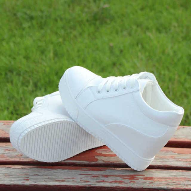 hot White Hidden Wedge Heels sneakers - HABASH FASHION
