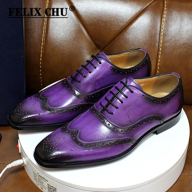 Mens Wingtip Oxford Shoes Genuine Calf Leather Traditional - HABASH FASHION