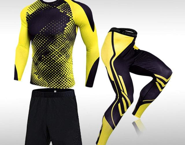 3 Pcs Set Men's Workout Sports Suit Gym Fitness - HABASH FASHION