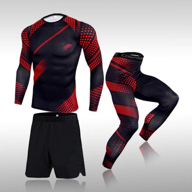 3 Pcs Set Men's Workout Sports Suit Gym Fitness - HABASH FASHION