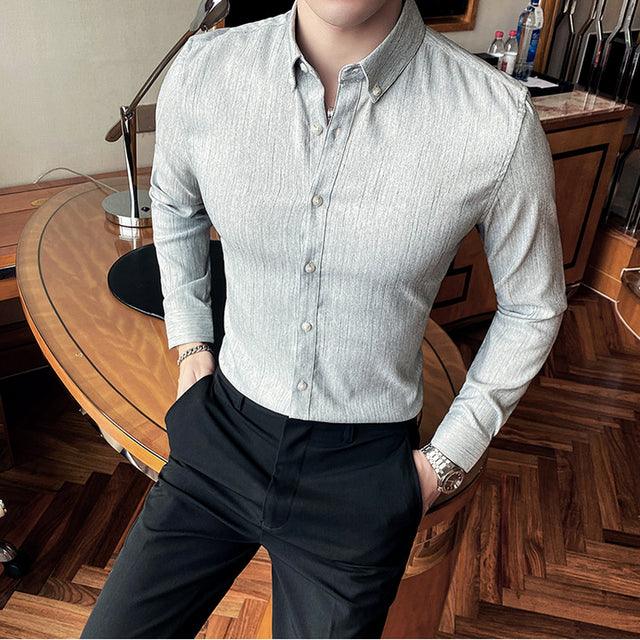 High-quality Men Slim British Business Formal Shirt - HABASH FASHION