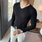 Men brand V-neck casual knitted pullover - HABASH FASHION