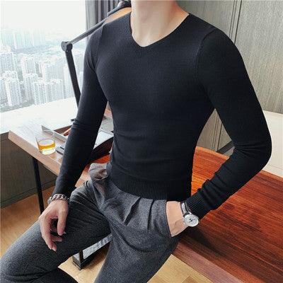 Men brand V-neck casual knitted pullover - HABASH FASHION