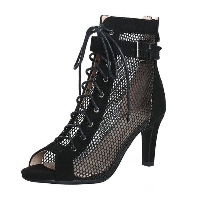 Cool Women's Short  Net Boots Fish Mouth - HABASH FASHION